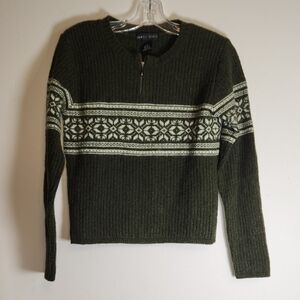 Vintage Jamie Scott Olive Green 1/4 zip Fair Isle Nordic  Sweater Sz S